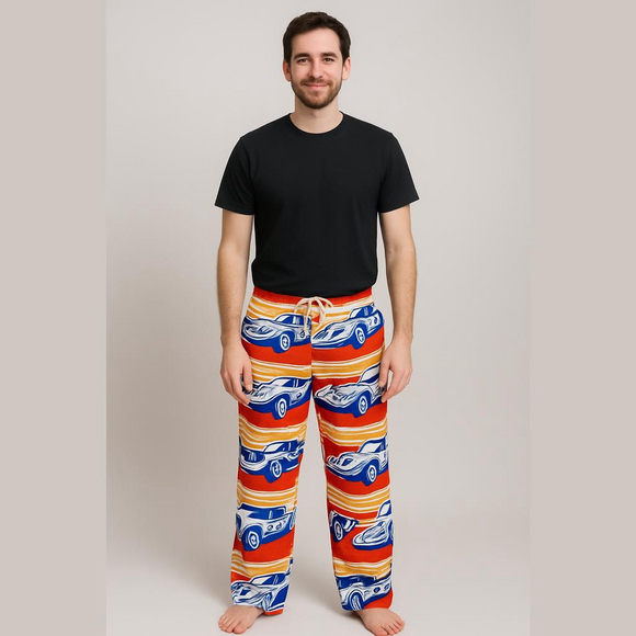 Vintage Paul Frank Pajama Pants, Racecar, Orange, Small